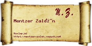 Mentzer Zalán névjegykártya